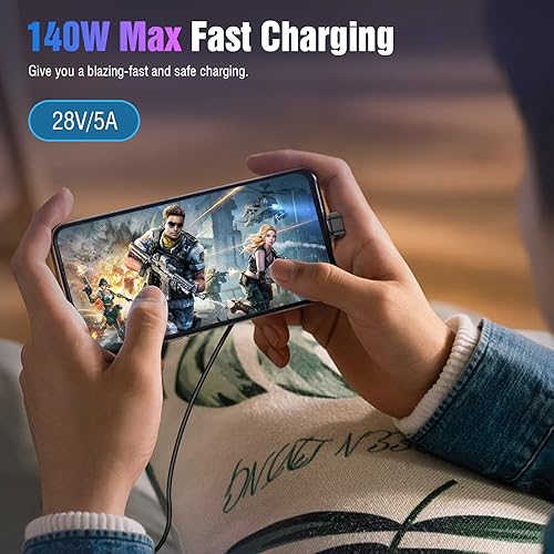 TiMOVO USB C 180 Degree Adapter 2 Pack,180 Degree USB-C Adapter Converter Type C Male to USB-C Female Extender Support 140W Fast PD Charging for ROG Ally/Steam Deck Legion Go Accessories Adaptor - Image 4