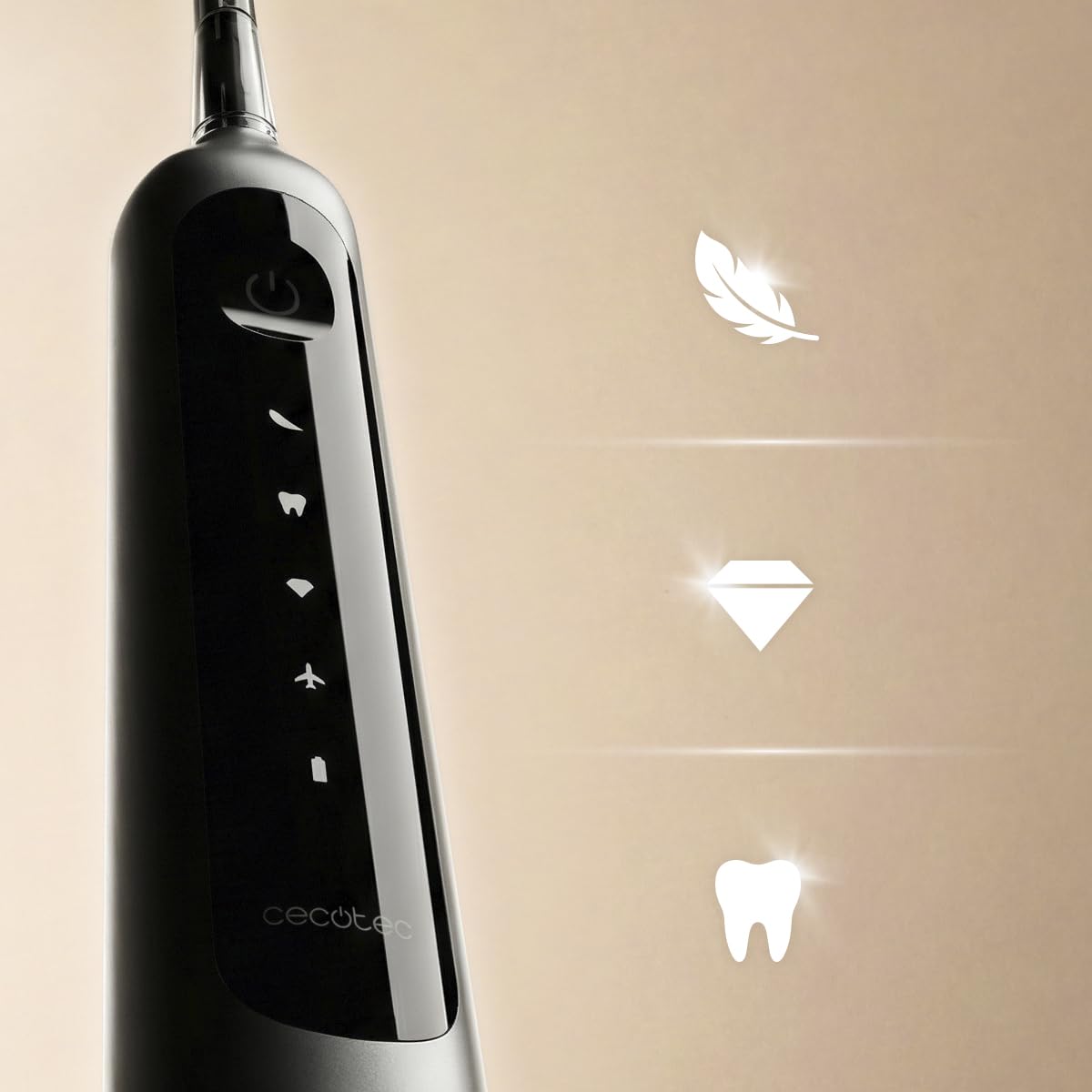 Cecotec Brosse à Dents Électrique Sonique avec Oscillation 60° ToothCare DeluxeSwing. 3 Modes Personnalisés, Légère et Compacte, Autonomie 40 Jours, 3 Têtes de Rechange, IPX7