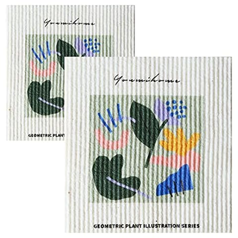 luchike Mixed Set of 2 Dish Cloths Reusable Paper Towels Cute Patterned Cleaning Cloths for Kitchen Washing Work Style 20 Cover