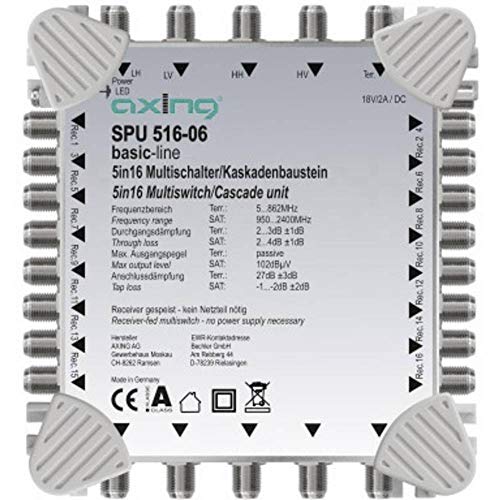 Axing SPU 516-06 Multischalter 5 in 16 Receiver-gespeist Multiswitch-Kaskade erweiterbar SAT aktiv...