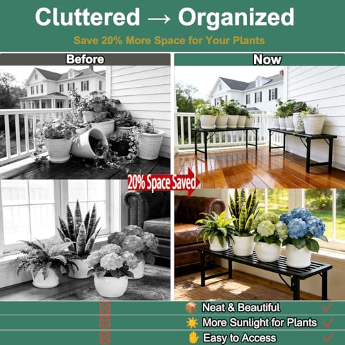 Foldable Iron Plant Stand - Heavy Duty, Rustproof, No Assembly Required