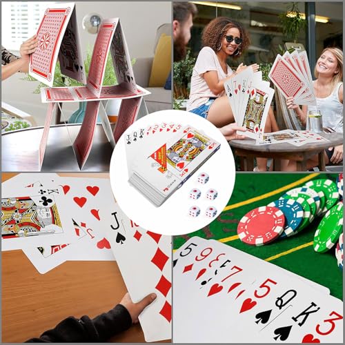 Übergroßes Poker Deck,52 Stück Jumbo Pokerkarten,mit 5 Würfel für Familie, Party, Pokerkarten, Spiele Karten(17.5x12.5cm) – Bild 8