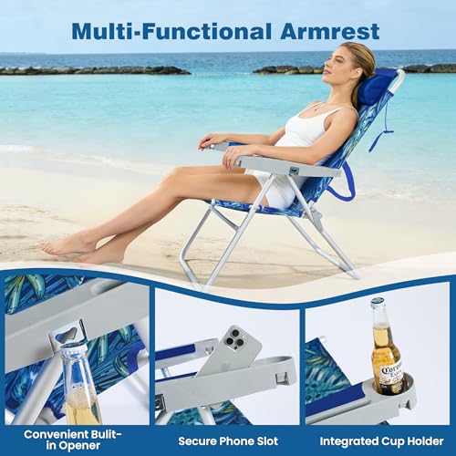 Image of SUNNYFEEL Tall Beach Chair for Adults, High Back High Seat Folding Chairs