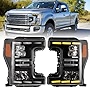 ROXX Full Led Headlights Assembly for 2017 2018 2019 2020 Ford F-250/ F-350/ F-450 Super Duty, Ford Super Duty Headlights Pair w/ Led Sequential Turn Signals, Led Indicators, Amber Reflector (Black)
