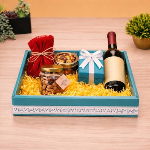 Image of SATYAM KRAFT 12 Pcs Multipurpose Folding Cardboard Gift Box | Premium Paper Hamper Empty DIY Tray for Wedding, Birthday, Gifting, Gift Packaging, Festive Foldable Hampers, Stylish Return Gifts (Blue)