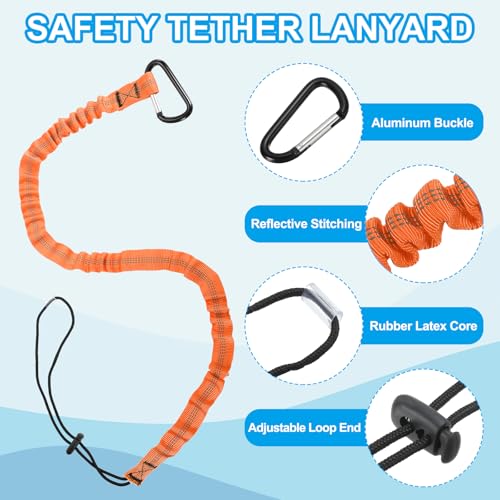 Image of MECCANIXITY Retractable Tool Lanyard 3.6ft with Single Aluminum Buckle and Adjustable Loop End, Maximum Weight Limit 10KG / 22lb, Safety Fall Protection Tools Leash, Orange