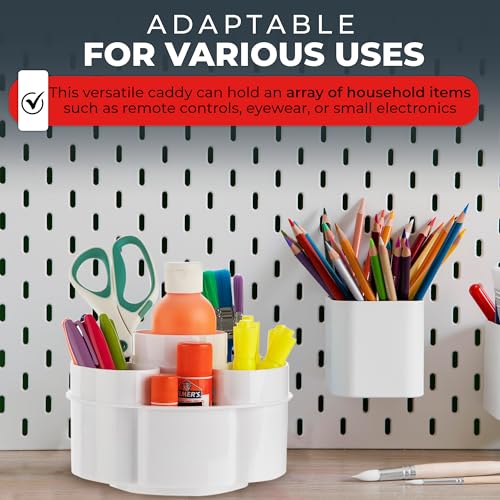 Image of Masirs Small 360 Rotating Makeup Organizer - Mini Yet Spacious Cosmetic Storage Solution with Multiple Compartments - The Perfect Spinning Make-Up Caddy for Vanity or Bathroom Counter (Round - White)