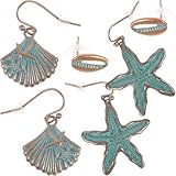 JECOMPRIS Pendientes de Estrella de Mar Metálicos Vintage, 3 Pares de Joyas para Oreja Elegante, Pendientes de Moda para Fiesta Playa y Uso Diario, Accesorios Creativos de Temática Oceánica