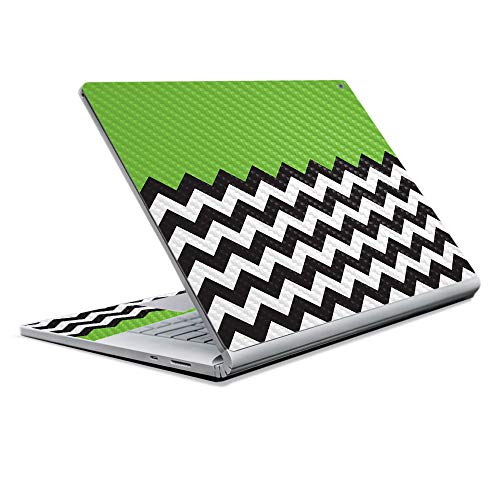 Image of MightySkins Carbon Fiber Skin for Microsoft Surface Book 2 13 inch (2017) - Lime Chevron,Protective, Durable Textured Carbon Fiber Finish,Easy to Apply, Remove, and Change Styles,