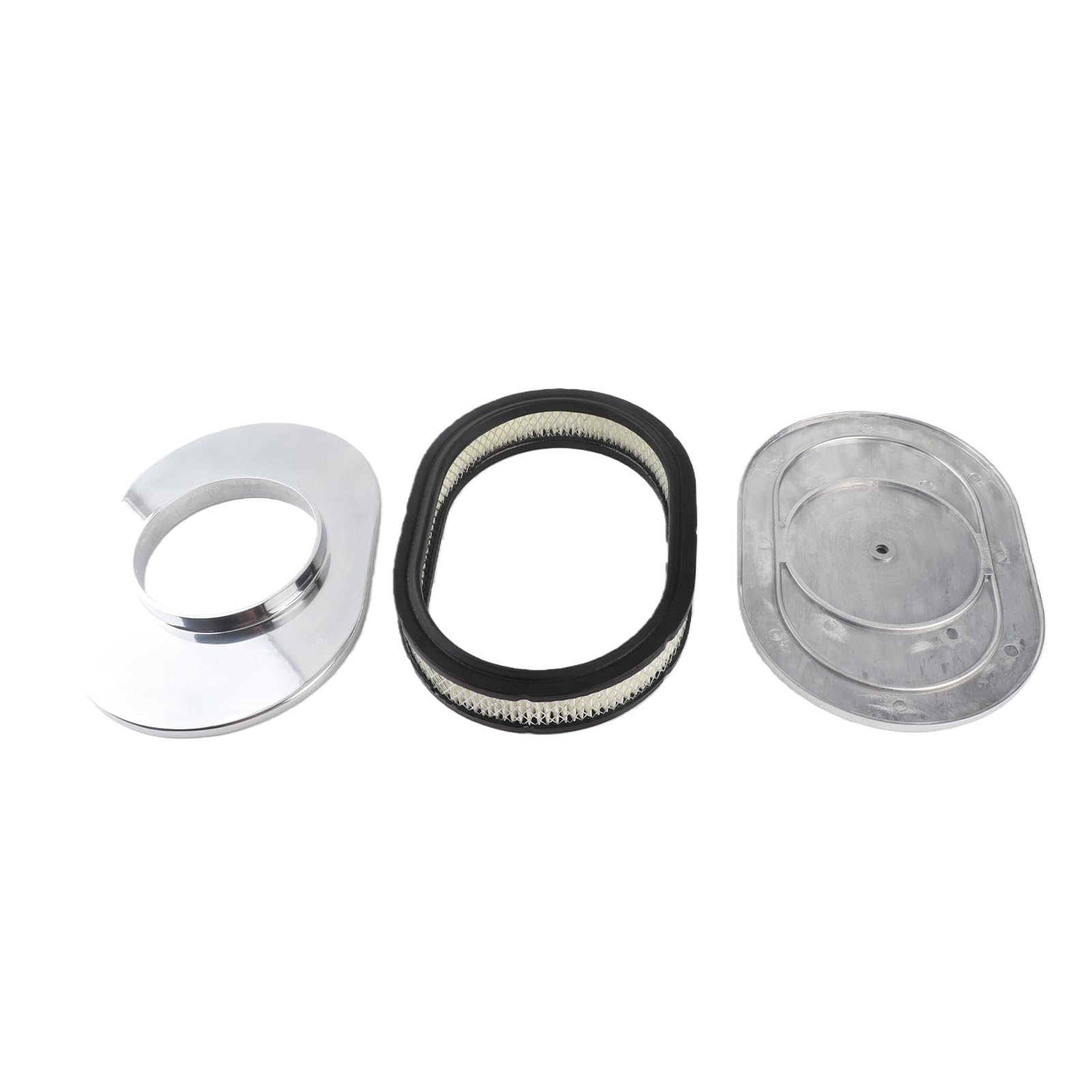 Filtros de Aire para Motor de Aire de Coche, Montaje de Filtro de Aire Lavable y Reutilizable de 12 Pulgadas, Repuesto de Estilo Ovalado de Aleación de Aluminio para Hot Rod