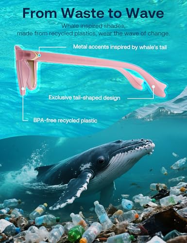 Image of SOJOS Polarized Retro Large Rectangular Sunglasses BALEEN | UV400 Polarized Lightweight Durable Unisex Whale Tail Design