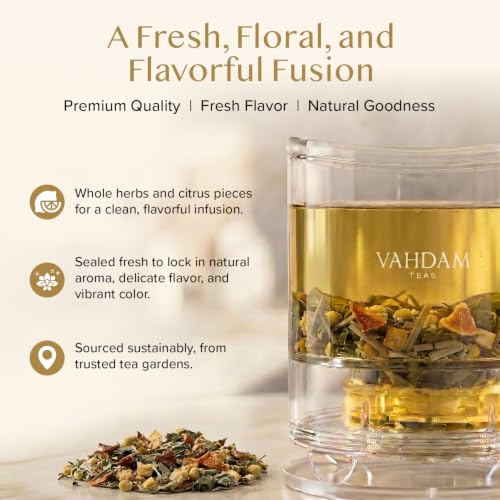 Image of VAHDAM Chamomile Mint Green Tea Loose Leaf(3.5oz|50+ Cup)High Grown, Floral