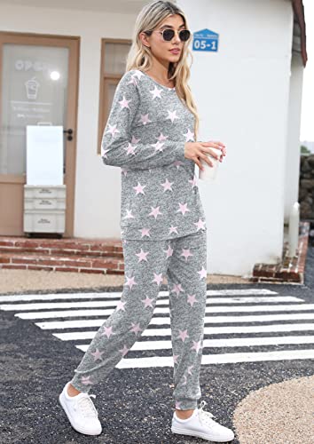 PrinStory Womens Pajama Set Long Sleeve Sleepwear Nightwear Soft Pjs Lounge Sets With Pockets2