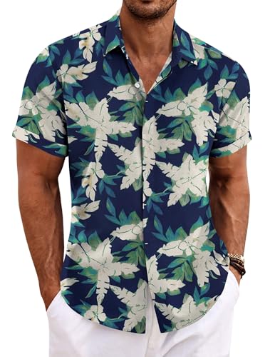 COOFANDY Men's Hawaiian Shirts Slim Fit Tropical Shirt Beach Outfits