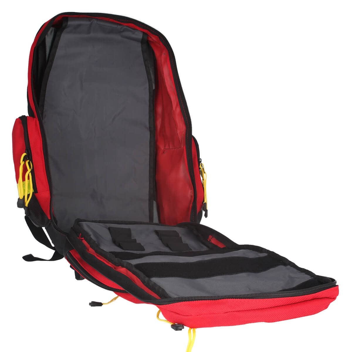 Rettungsrucksack Huck – Profi-Notfallrucksack (Rot), Strapazierfähig, Robuste Reißverschlüsse, 2-geteiltes Hauptfach, Seiten- und Dokumentenfächer, Inkl. 5 Modultaschen, Maße: 45x24x18 cm