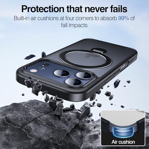 Coque iPhone 17 Pro magnétique antichoc noire avec support anneau 360 MagSafe - 5