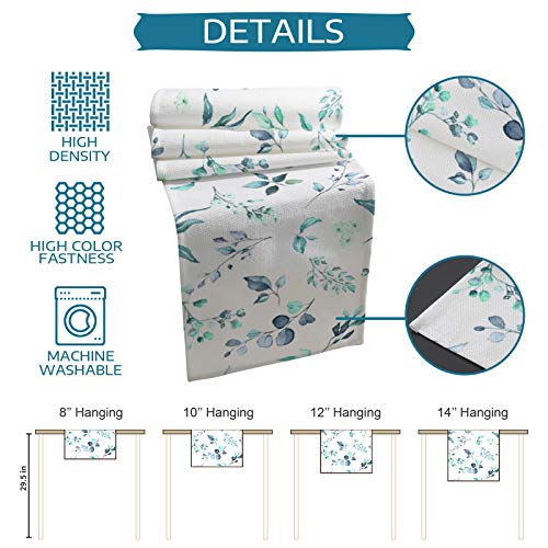 Turquoise Flower Leaves Table Runners 36 Inches Long, Vintage Floral Leaves Teal Watercolor Table Runner Dresser Scarf Decor For Dining Coffee Table,Farmhouse Tablerunner For Wedding Holiday Party #TOP6