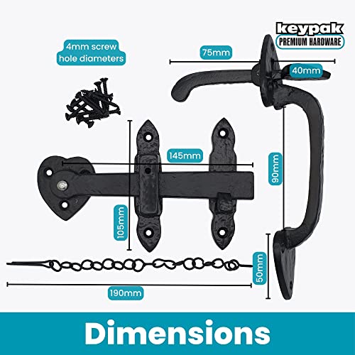 Keypak 051103N (Thumb Lever) With Locking Pin Doppelseitiger Torzugang, Antik-Schwarz, 11.5 cm20.0 cm4.5 cm