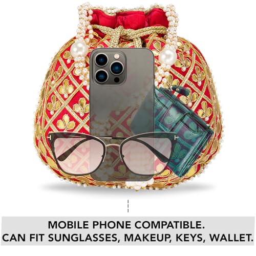 Image of Aheli Embroidered Potli Bag Gift for Women Handmade Ethnic Purse Evening Handbags Stylish Bridal Fashion Clutch Bag