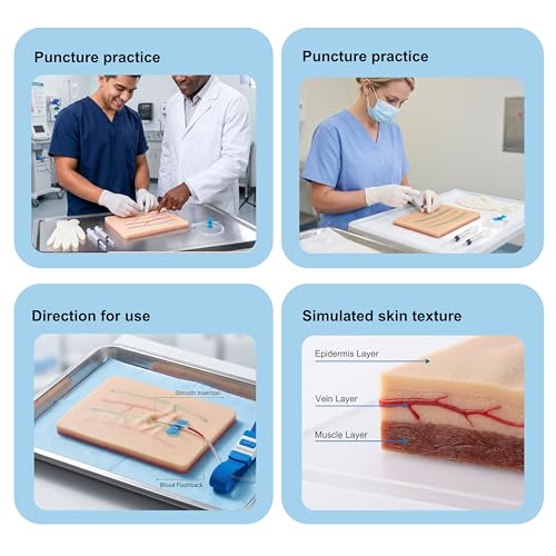 Injektionstraining mit medizinischem Silikon: 4er-Set IV-Startset Tragbares IV Übungs-Kit, Venipuncture IV Injektionstraining Pad-Modell für Medizinstudenten Ärzte Krankenschwestern Praxis Doctor