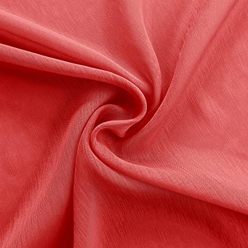 Mrs.naturall Red Short Curtains 45 Inches Long For Kitchen Bathroom Set Of 2 Panels Grommet Sheer Drapes Voile Curtain For Boys Teen Girls Bedroom Small Windows #TOP6