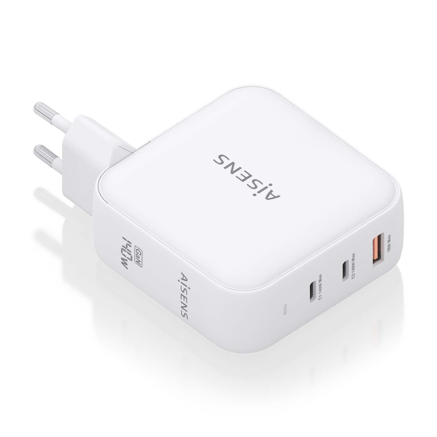 AISENS - ASCH-140W3P030-W - Caricabatterie GAN 140W, 2XUSB-C PD3.1 QC4.0, 1XUSB-A QC3.0, bianco