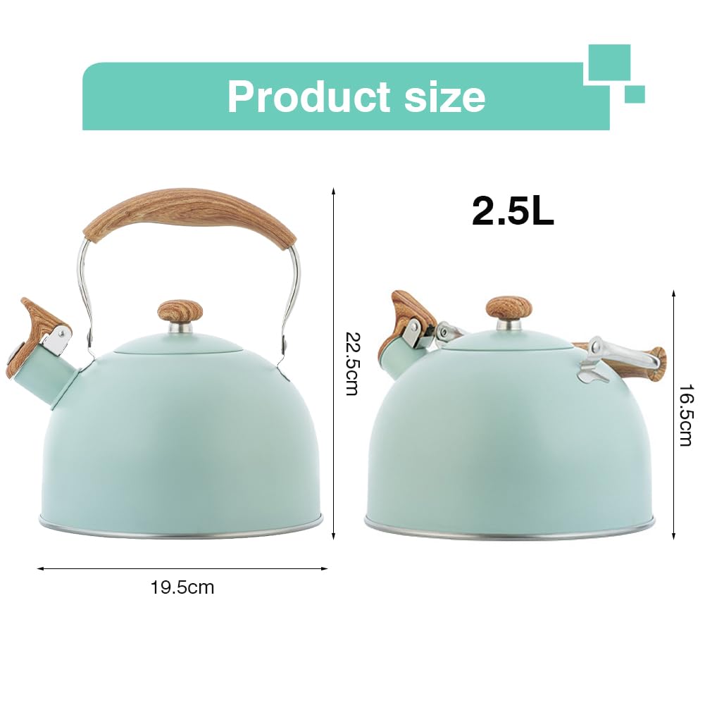 Bouilloire Sifflante En Acier Inoxydable - Capacité 1,7 L, Poignée Confortable - Pour Thé, Café, Camping
