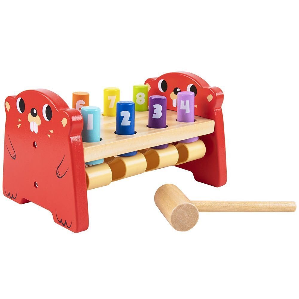 ODG - Banco Gioco della Talpa da Martellare in Legno con Numeri Colorati - Gioco Educativo e Divertente