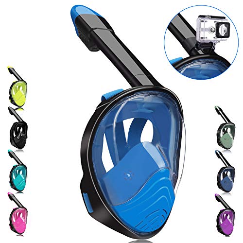QingSong Full Face Snorkel Mask, Snorkeling Mask with Detachable Camera Mount, 180 Degree