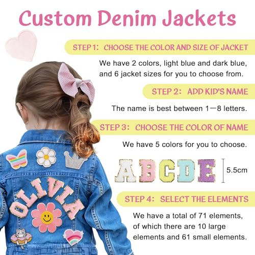 Custom Kids Denim Jacket with Name, 1-8 Year Old Boys Girls Back To School Gifts, Long Sleeve Jean Jacket for Toddlers - Spring&Fall Outerwear Jackets Gifts4
