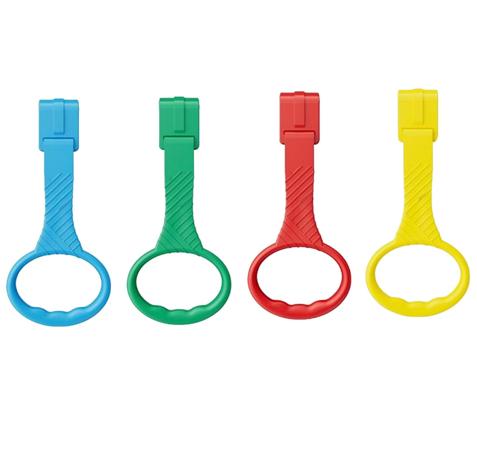 4 Pcs 4 Color Walk Assistant Plastic Crib Pull Rings for Pull Up Rings Cot Hanging Rings for Infant Toddler Practice Tool (4, 7.5 inch)
