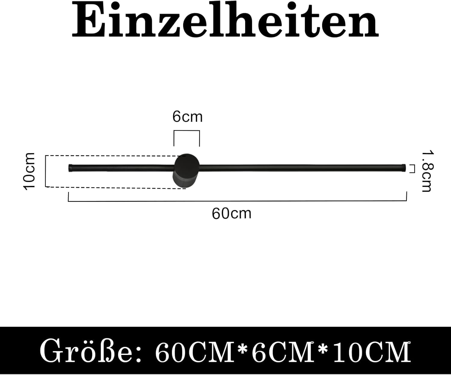 ZMH Aplique de pared LED de 2 piezas para interior - lámpara de pasillo, color negro, 60 cm, diseño moderno, giratorio, para cocina, 3000 K, blanco cálido, luz indirecta de escalera, para salón