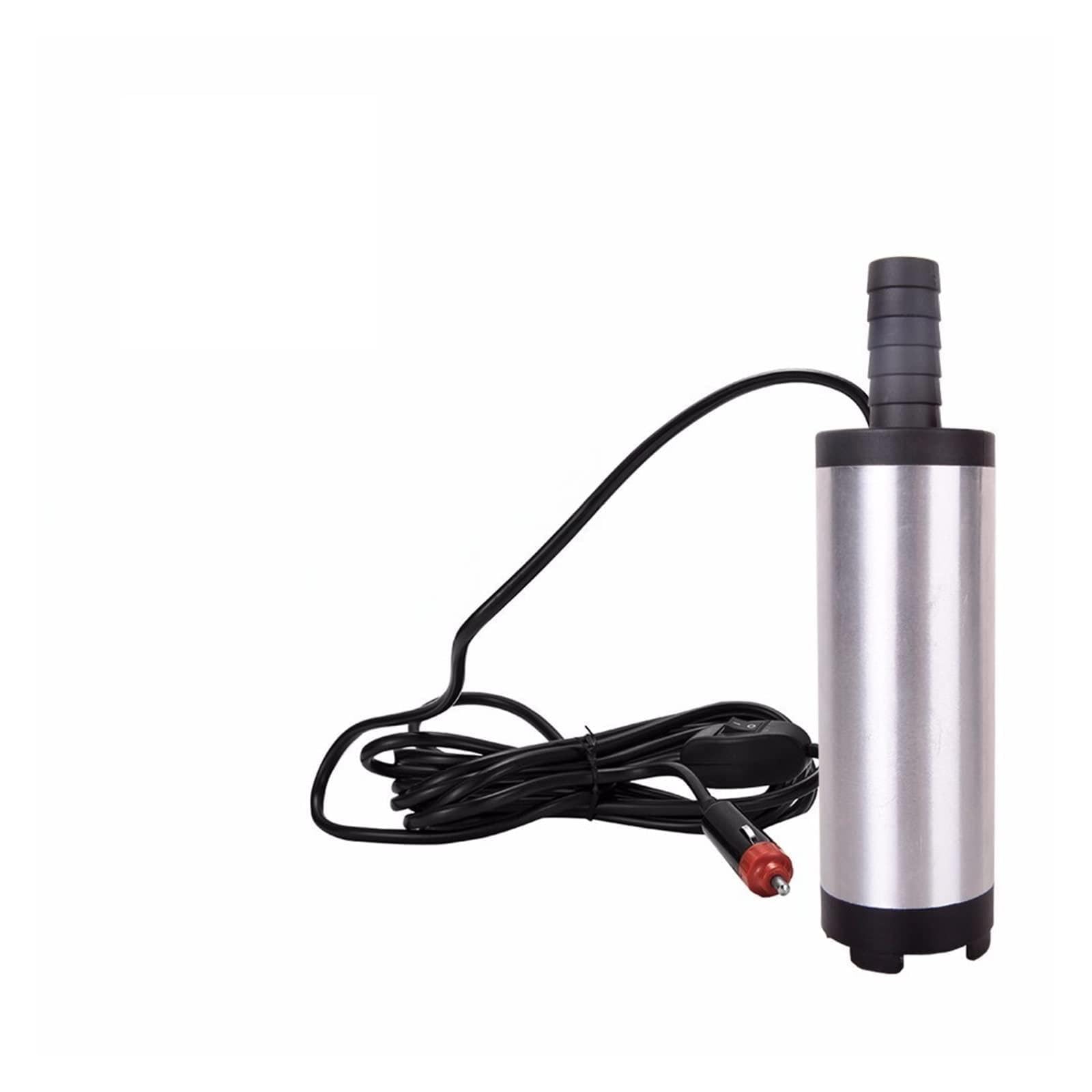 Water Pump, DC 12V /24v Water Oil Diesel Fuel Transfer Refueling Tool 38mm Aluminum Alloy Miniature Submersible Pump(38mm 12V Cigarette)