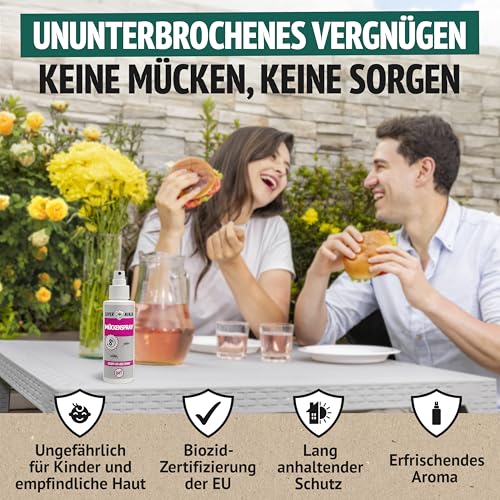 Super Ninja Mückenspray & Zeckenspray 100 ml, Sicher für Kinder & Erwachsene - Hochwirksamer Multi-Insektenschutz, DEET-frei, 8h Schutz gegen Mücken & Zecken, Hautfreundliche zeckenschutz menschen
