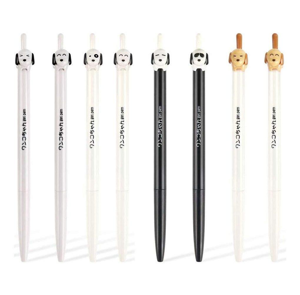 10 Pcs Cat and Dog Cute Pea Sprouts Luminous Color Cartoon Dust Plug Gel Pen Ball Pen Kawaii Stationery Zakka Office Material Escolar School Supplies Gift Set