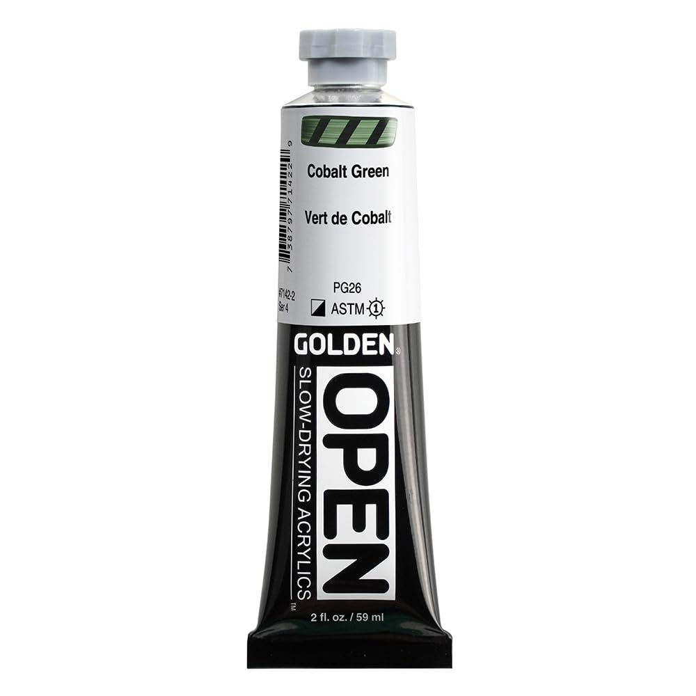 GOLDEN OPEN Slow-Drying Acrylics, Cobalt Green, 2 fl. oz. Tube Cobalt Green 2 Fl Oz (Pack of 1)