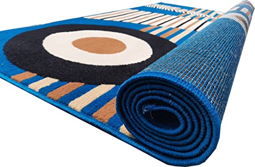 Image of Home Decore Acrylic Carpet for Your Living Room & Drawing Room Aywhere in Your Home (180X240 Blue Colour)- 6x8 Feet