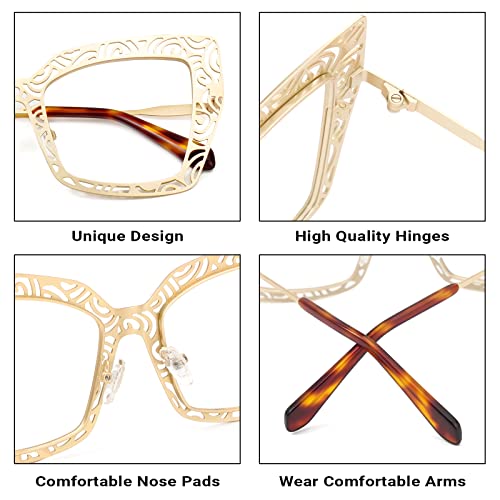 Image of VOOGLAM Square Blue Light Glasses for Women Anti UV Eyestrain Dry Eyes Computer Phone TV Eyewear