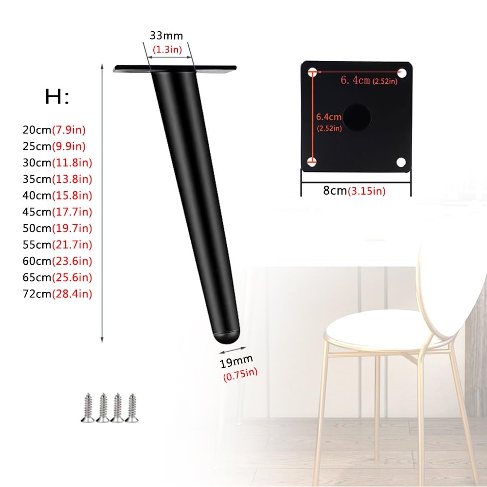 Gambe da Tavolo in Metallo Regolabili da 4 Pezzi - Mobili di Ricambio per Divano, scrivania, Sedia, Mobile e cassettiera, 50 cm, Bianche, Resistenti, per Uso Domestico e Ufficio