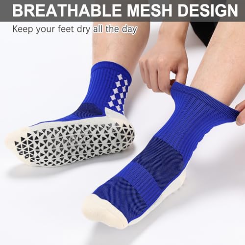 3/6 Pairs Grip Soccer Socks Men Women Non-slip Sports Socks for Basketball Football Athletic3