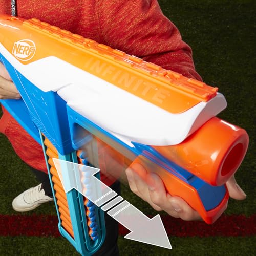 Nerf N Series Infinite Blaster und 80 präzise N1 Darts, Spannschlitten für Präzision und abnehmbares Gurtmagazin, für fortgeschrittene Spieler ab 8 Jahren