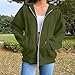 Women Fashion Zip Up Sweatshirt Hoodies Casual Fall Y2k Long Sleeve Coats Solid Color Loose Jacket with Pockets