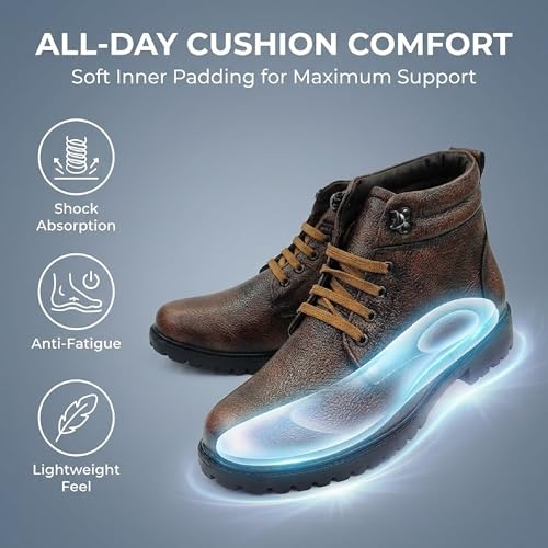 Image of Dvoy'X Men's Stylish Ankle Boots for Man | Premium Leather Look Lace-Up Boots | Super Comfortable Cushioned Sole | Casual & Formal Wear | Durable Affordable Everyday Footwear |