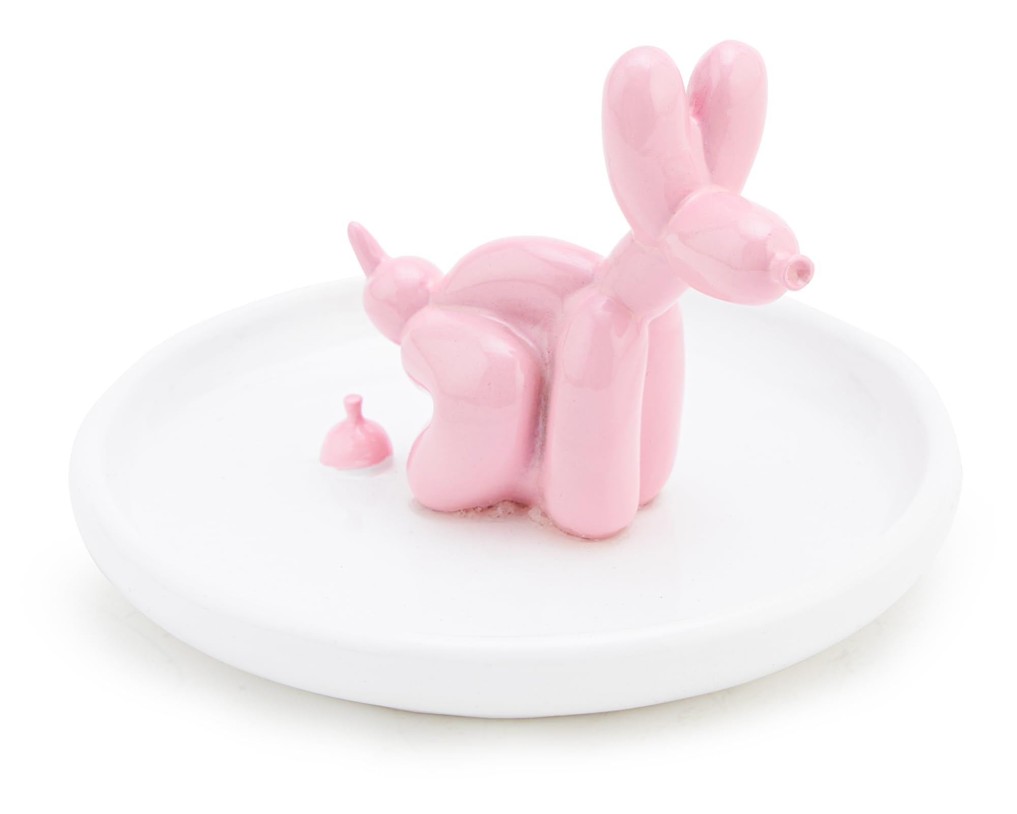 ArtconalBalloon Dog Ring Holder Dish 5 inch Resin, Pink Balloon Dog Ring Dish Gifts, Funny Pooping Balloon Dog Knicks Knacks for Dresser Kitchen Bathroom Rings Organizer
