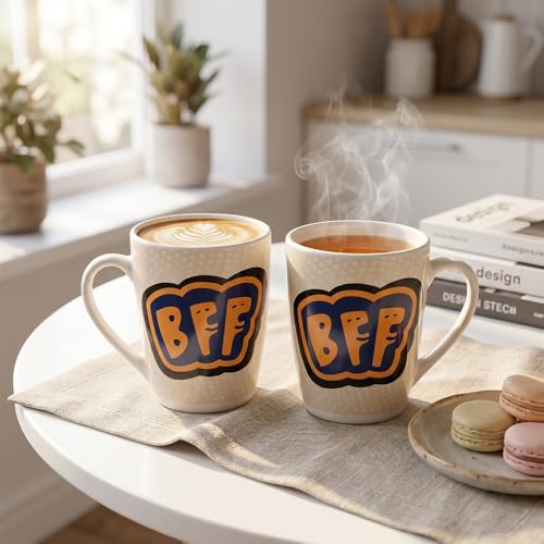Image of UPC Premium Bone China Coffee Mug Set of 2 | Elegant Ceramic Tea & Coffee Cups for Home, Office & Cafe | Lightweight, Durable, Microwave & Dishwasher Safe Mug Set | Luxury Drinkware Collection