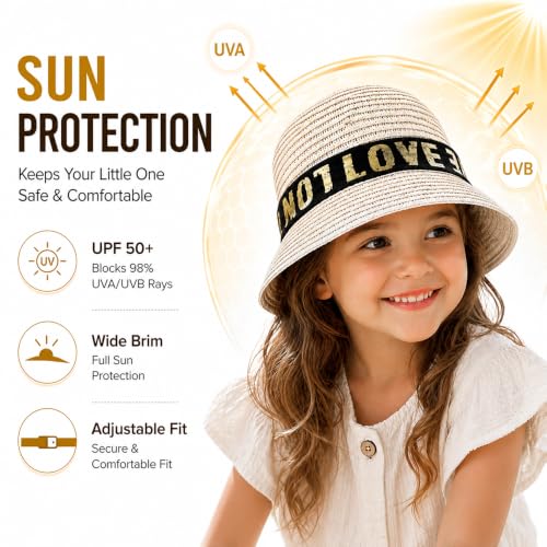 Image of VRITRAZ Kids Straw Hat for Baby Boys & Girls | Printed Summer Sun Hat, Woven Wide Brim Beach Cap, Lightweight Breathable Holiday Travel Picnic Outdoor Fancy Dress Fashion Hat for Children & Toddler