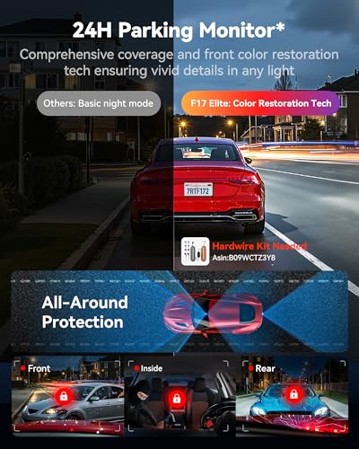 undefined REDTIGER F17 Elite 4K 3 Channel Dash Cam, STARVIS 2 IMX678 & IMX675, 128GB Card, Full Night Color, 4K+2.5K+1080P Front and Rear Inside, Touch Screen, Voice Control, 5GHz WiFi 6, GPS, HDR, Parking Mode の商品画像 3