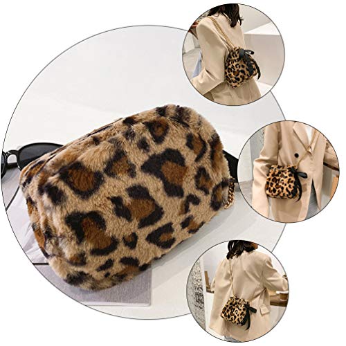 KESYOO Bolsa de Ombro de Pelúcia da Moda Bolsa de Corpo Cruzado para Mulheres Senhora (Cáqui)