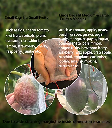 Vianyer 40PCS Netting Bags Fruits Protect Nylon Mesh Barrier Bags 20PCS Plant Support Clips 1 Pack Plant Twist Tie for Garden Vegetable Flower Vine Tomato Grape Figs Cucumber Zucchini Lily Hydrangeas