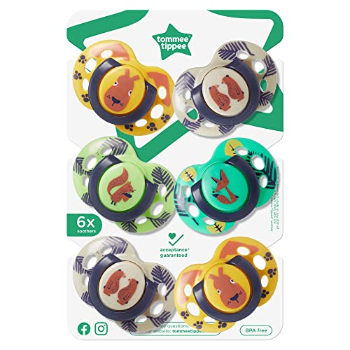 Tommee Tippee Fun Style Pacifiers, Symmetrical Design, Bpa-Free Silicone, 18-36M, 6 Count #TOP7